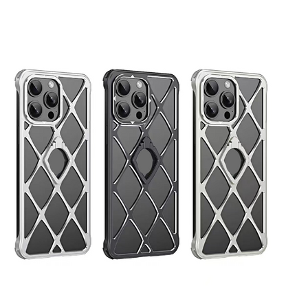 Alloy Diamond Grid Invisible Bracket Mobile Phone Case