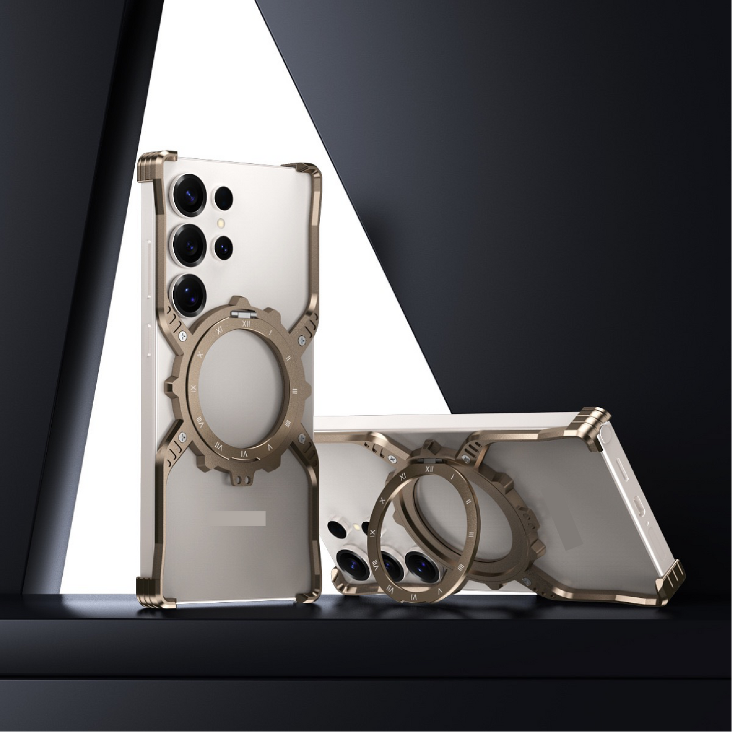 Mechanical Gear Luminous Rotating Bracket Magnetic Phone Case