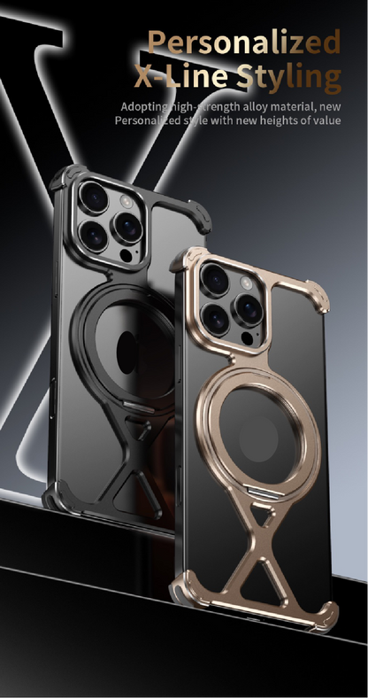 Personalized X-Line Styling Metal Magnetic Rotating Bracket Phone Case