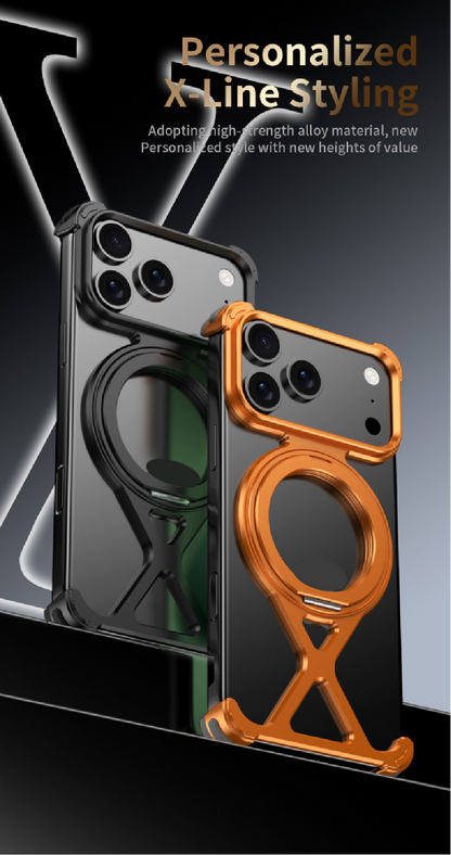 Personalized X-Line Styling Metal Magnetic Rotating Bracket Phone Case