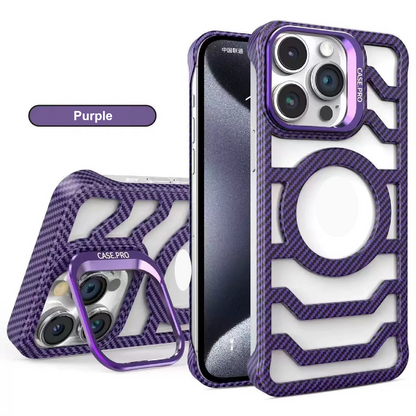 Carbon Fiber Hollow Frameless Lens Holder Magnetic Mobile Phone Case