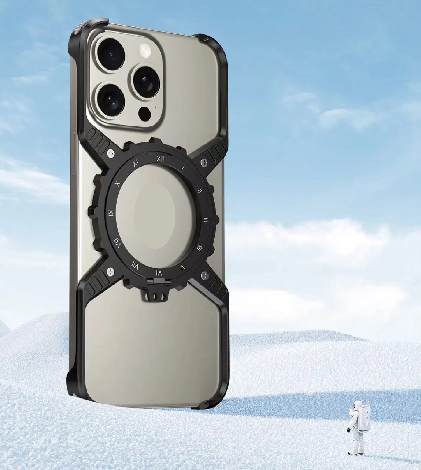 Mechanical Gear Luminous Rotating Bracket Magnetic Phone Case