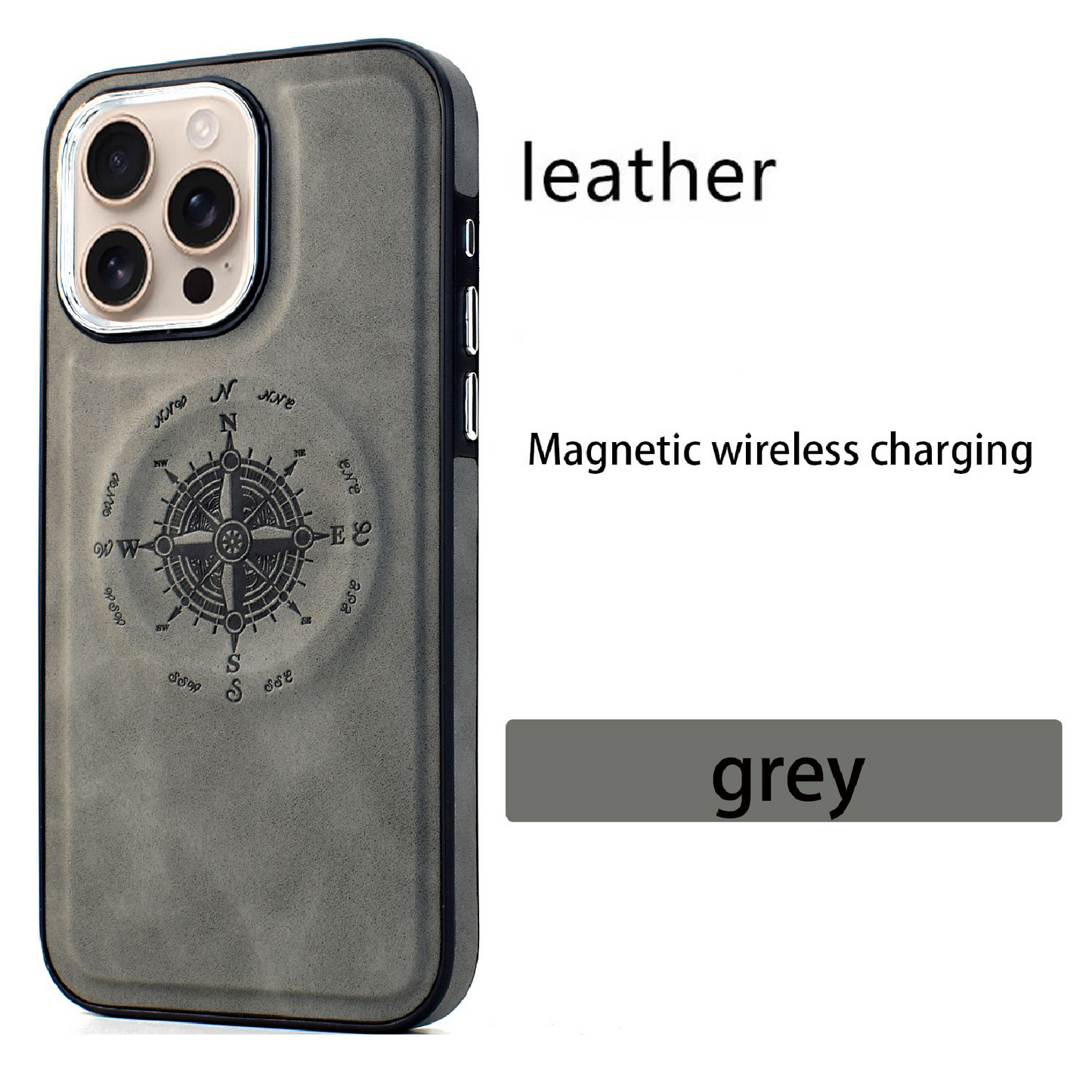 Leather Nautical Compass Magnetic Anti-fall Phone Case