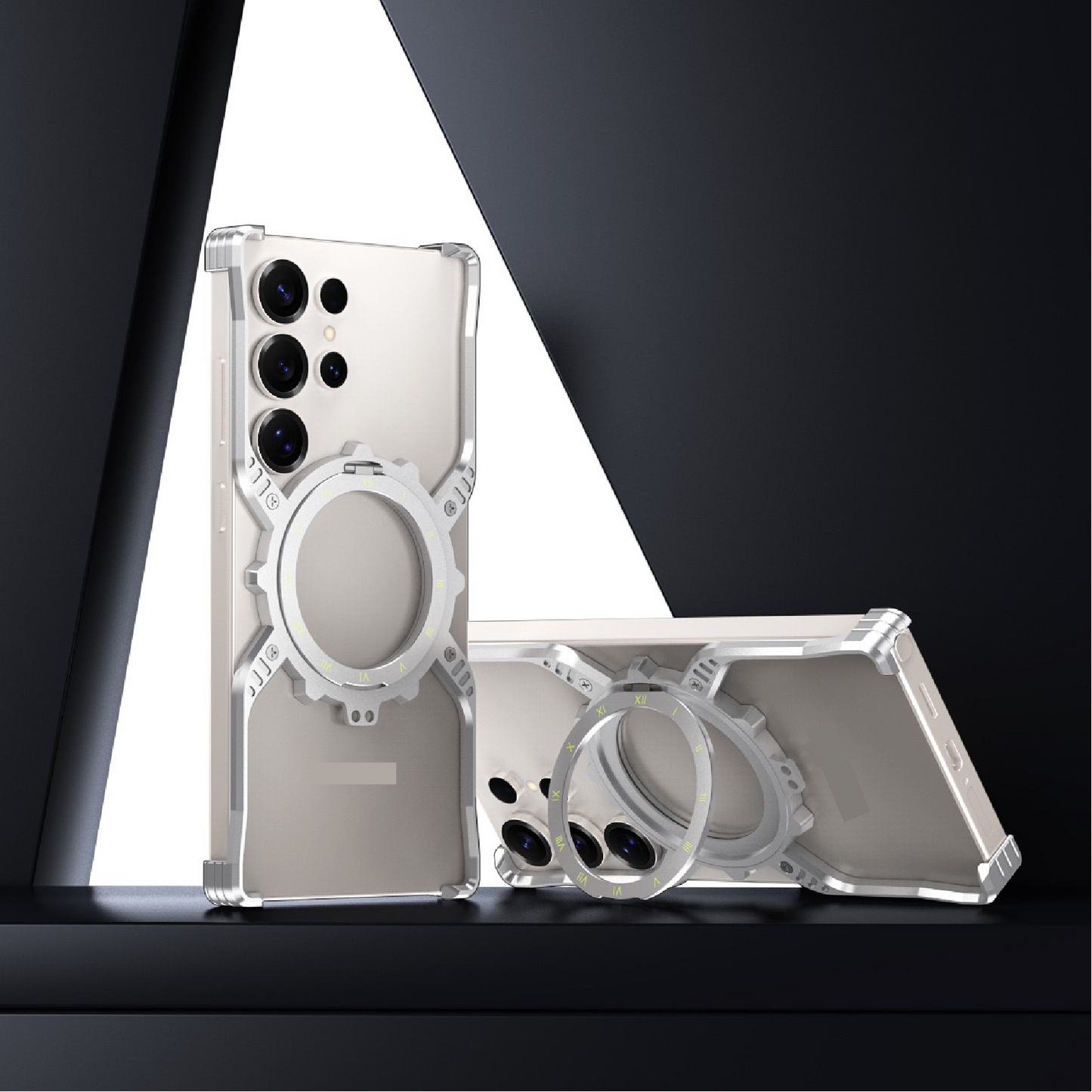 Mechanical Gear Luminous Rotating Bracket Magnetic Phone Case