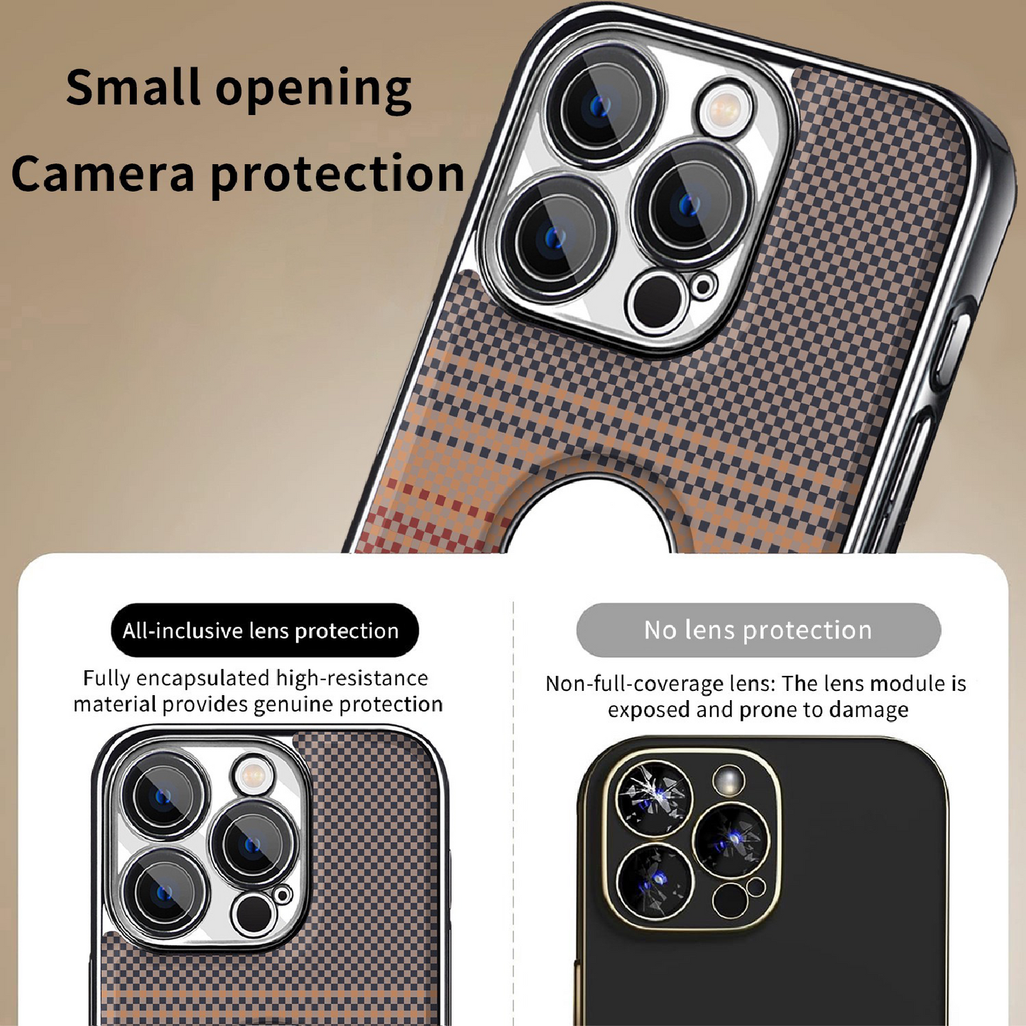 Sunset Series Carbon Fiber Leather Texture Hollow Phone Case