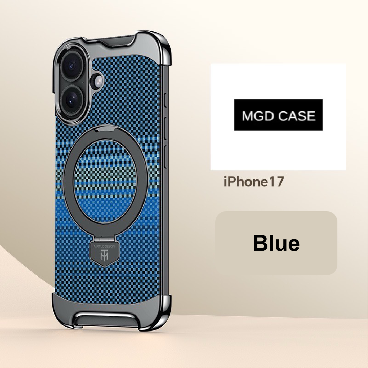 Noble Artistic Frame Carbon Fiber Pattern Magnetic Bracket Phone Case