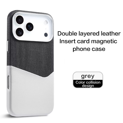 Unique Leather Textured Stitching Magnetic Card Slot Phone Case