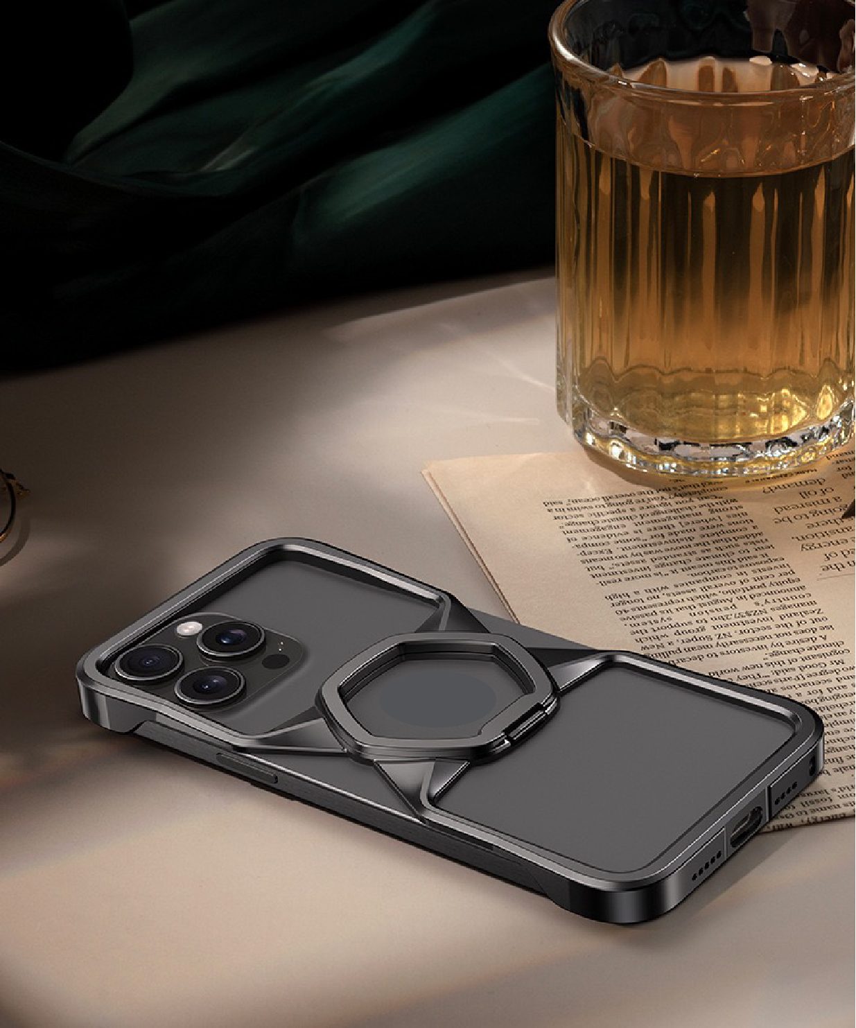 Hexagonal Metal Stand Magnetic Phone Case