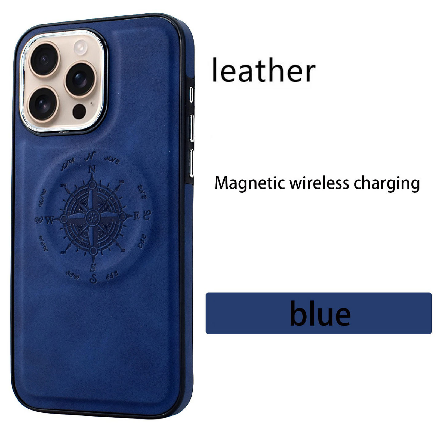 Leather Nautical Compass Magnetic Anti-fall Phone Case