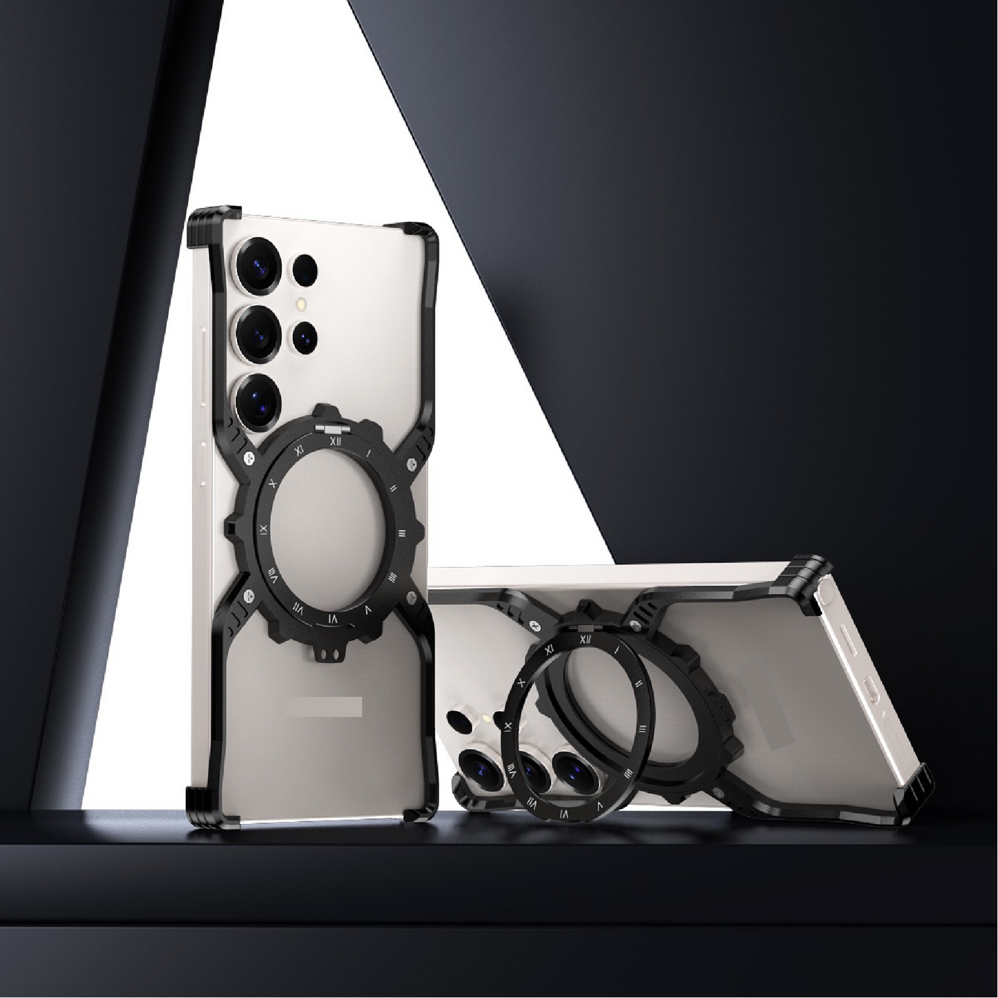 Mechanical Gear Luminous Rotating Bracket Magnetic Phone Case