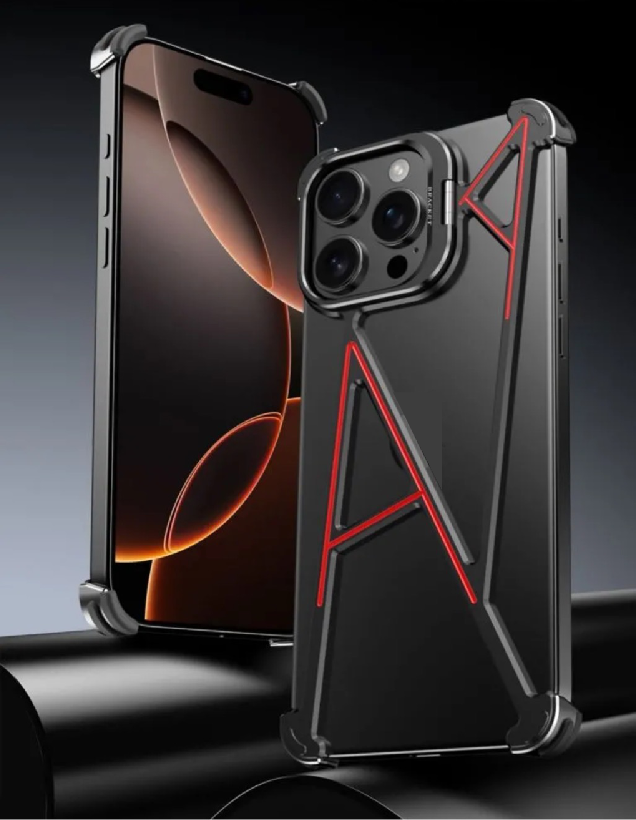 Innovative A-shaped Metal Lens Holder Phone Case