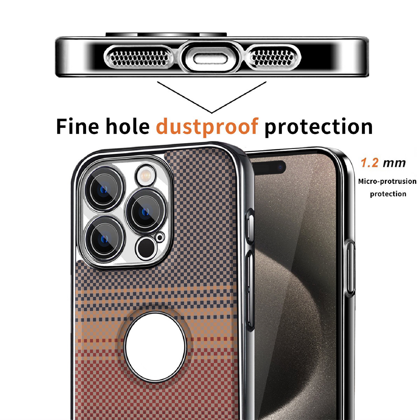 Sunset Series Carbon Fiber Leather Texture Hollow Phone Case