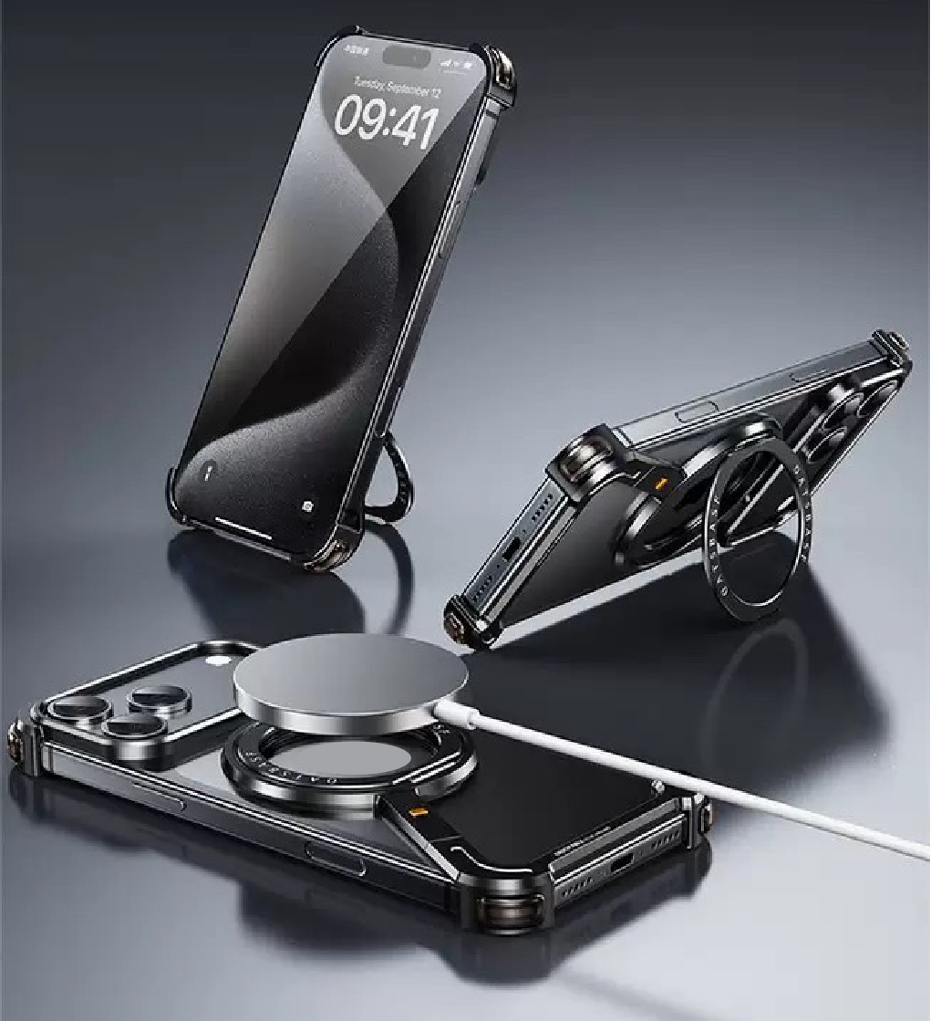 Creative Z-shaped Metal Rotating Stand Magnetic Phone Case