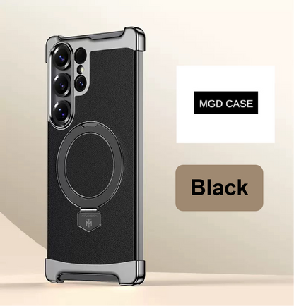 Brand New Plain Leather Borderless Magnetic Bracket Mobile Phone Case