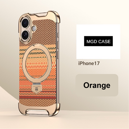 Noble Artistic Frame Carbon Fiber Pattern Magnetic Bracket Phone Case