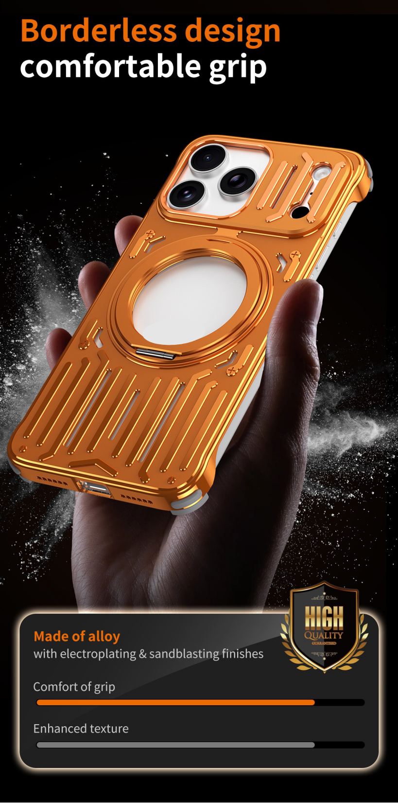 Mecha Series Metal Hollowed-out Heat Dissipation Magnetic Stand Phone Case