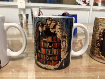 3D Bookshelf Mug Creative Ceramic Water Cup With Handle A Library