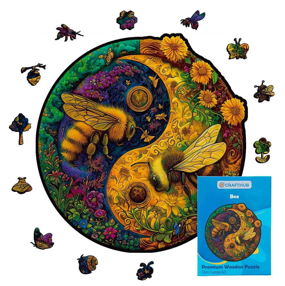 Pollinator Bees Yin-Yang - Jigsaw Puzzle