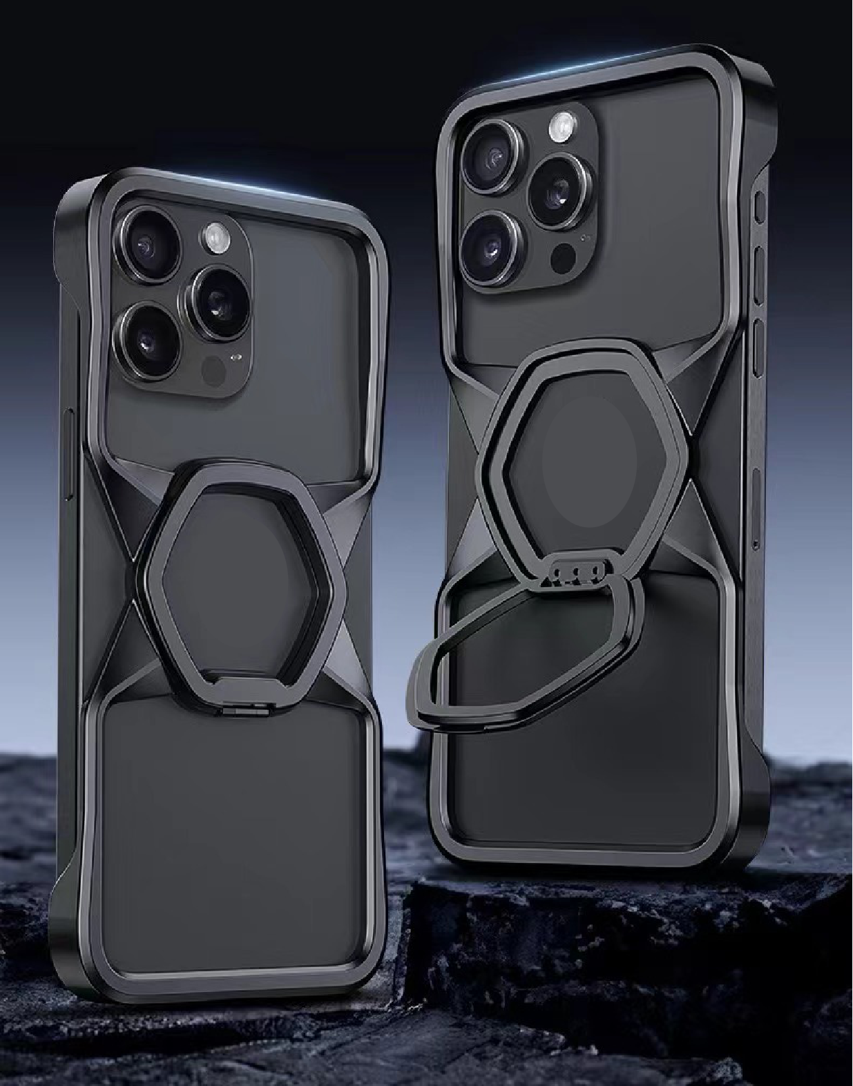 Hexagonal Metal Stand Magnetic Phone Case