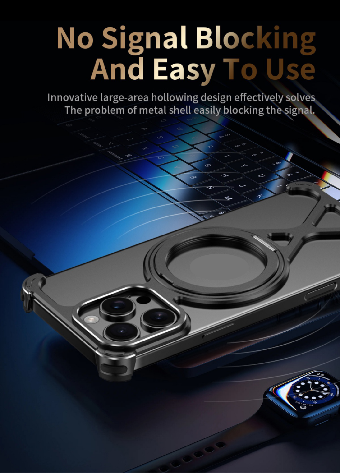 Personalized X-Line Styling Metal Magnetic Rotating Bracket Phone Case
