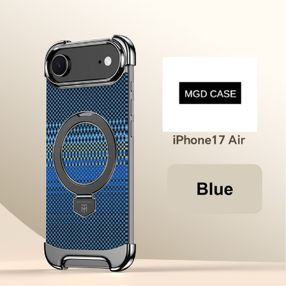 Noble Artistic Frame Carbon Fiber Pattern Magnetic Bracket Phone Case