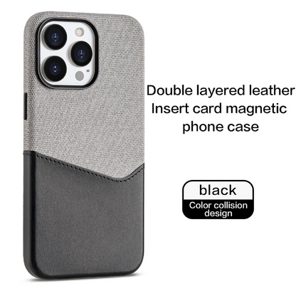 Unique Leather Textured Stitching Magnetic Card Slot Phone Case
