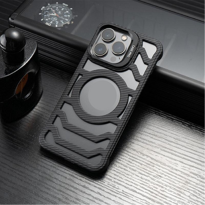 Carbon Fiber Hollow Frameless Lens Holder Magnetic Mobile Phone Case