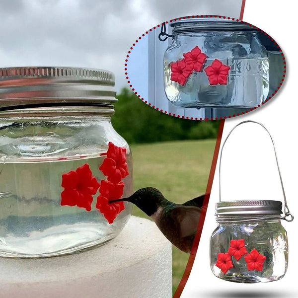 Beautiful Mason Jar Hummingbird Feeder W/ Three Ports