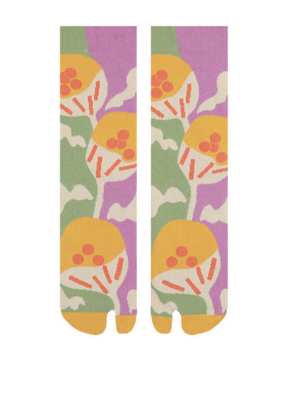 Floral Pattern Split Toe Socks