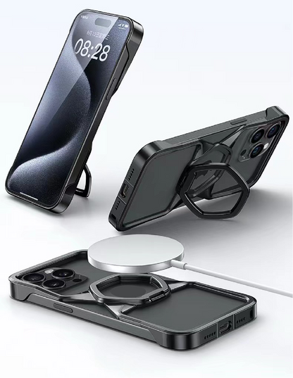 Hexagonal Metal Stand Magnetic Phone Case
