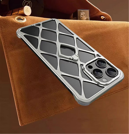 Alloy Diamond Grid Invisible Bracket Mobile Phone Case