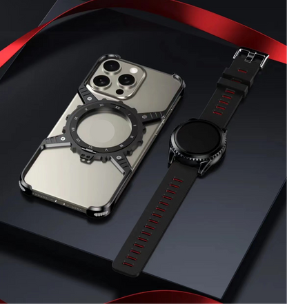 Mechanical Gear Luminous Rotating Bracket Magnetic Phone Case