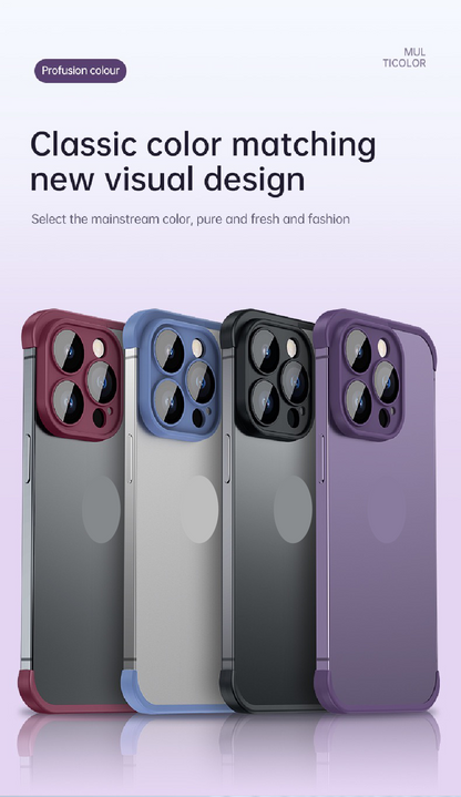 Frameless lens protective phone case