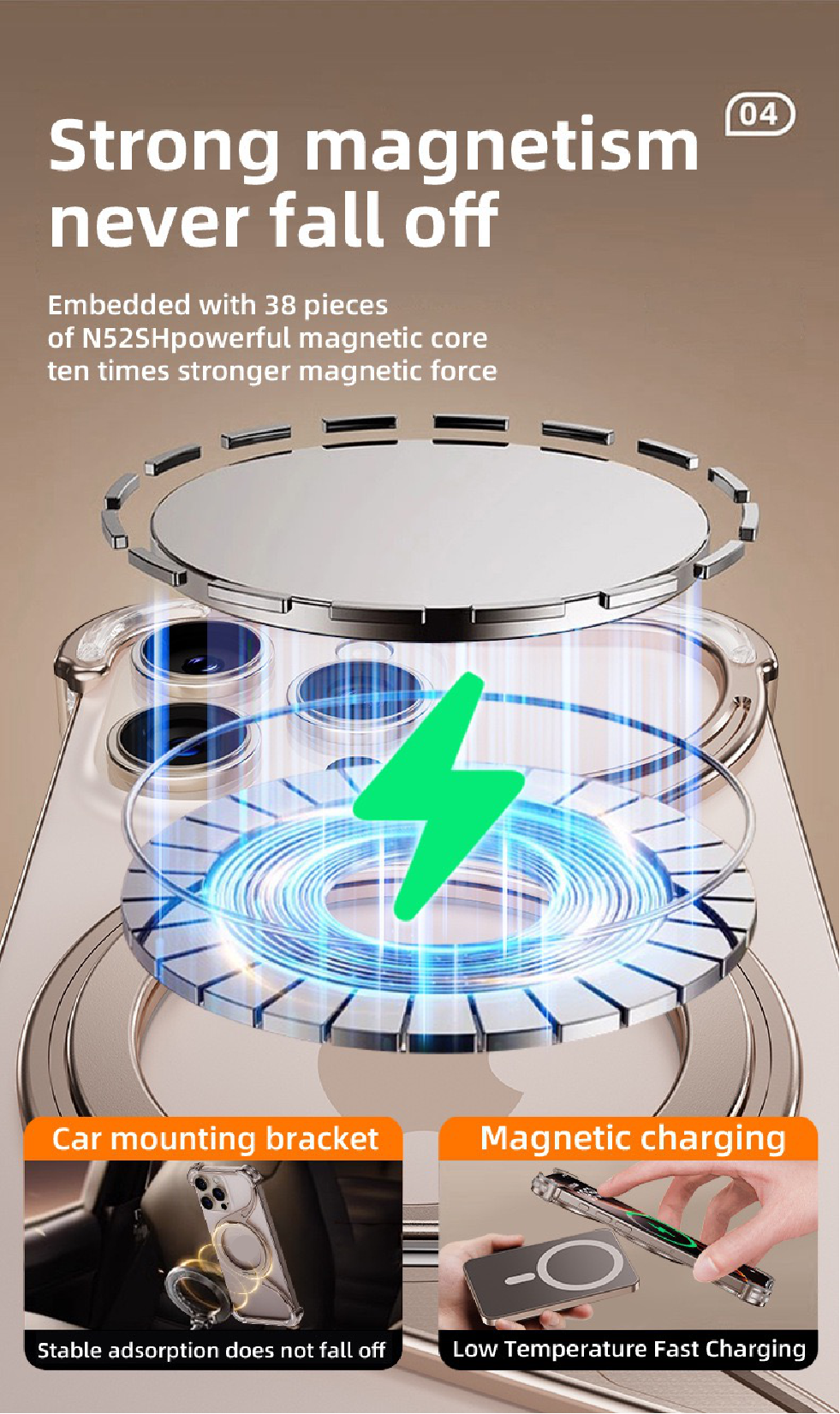 M-shaped Metal Rotating Stand Magnetic Phone Case