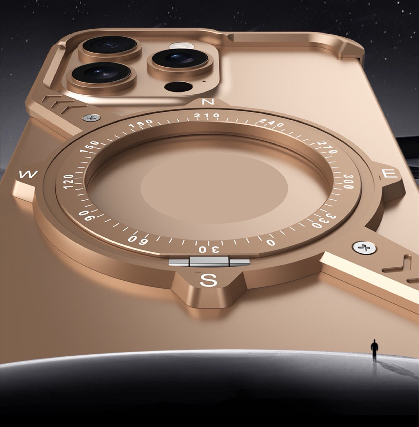 S-shaped Compass Rotating Magnetic Bracket Mobile Phone Case