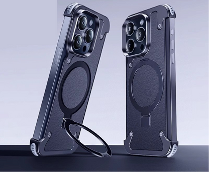 Luxury Genuine Leather Frameless Rotating Stand Phone Case