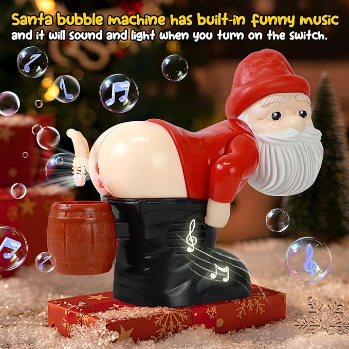 🎅🎁 Santa Claus Bubble Machine – Funny Farting Santa Toy with Lights, Music & Bubbles