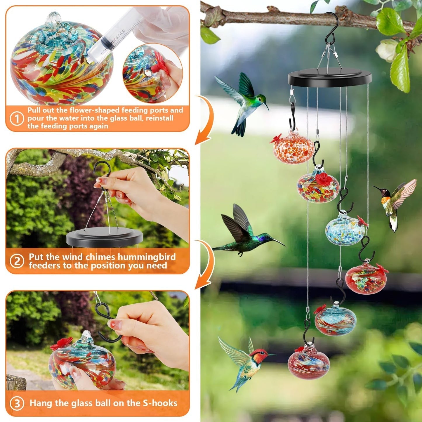 Glasses Wind Chime Hummingbird Feeder