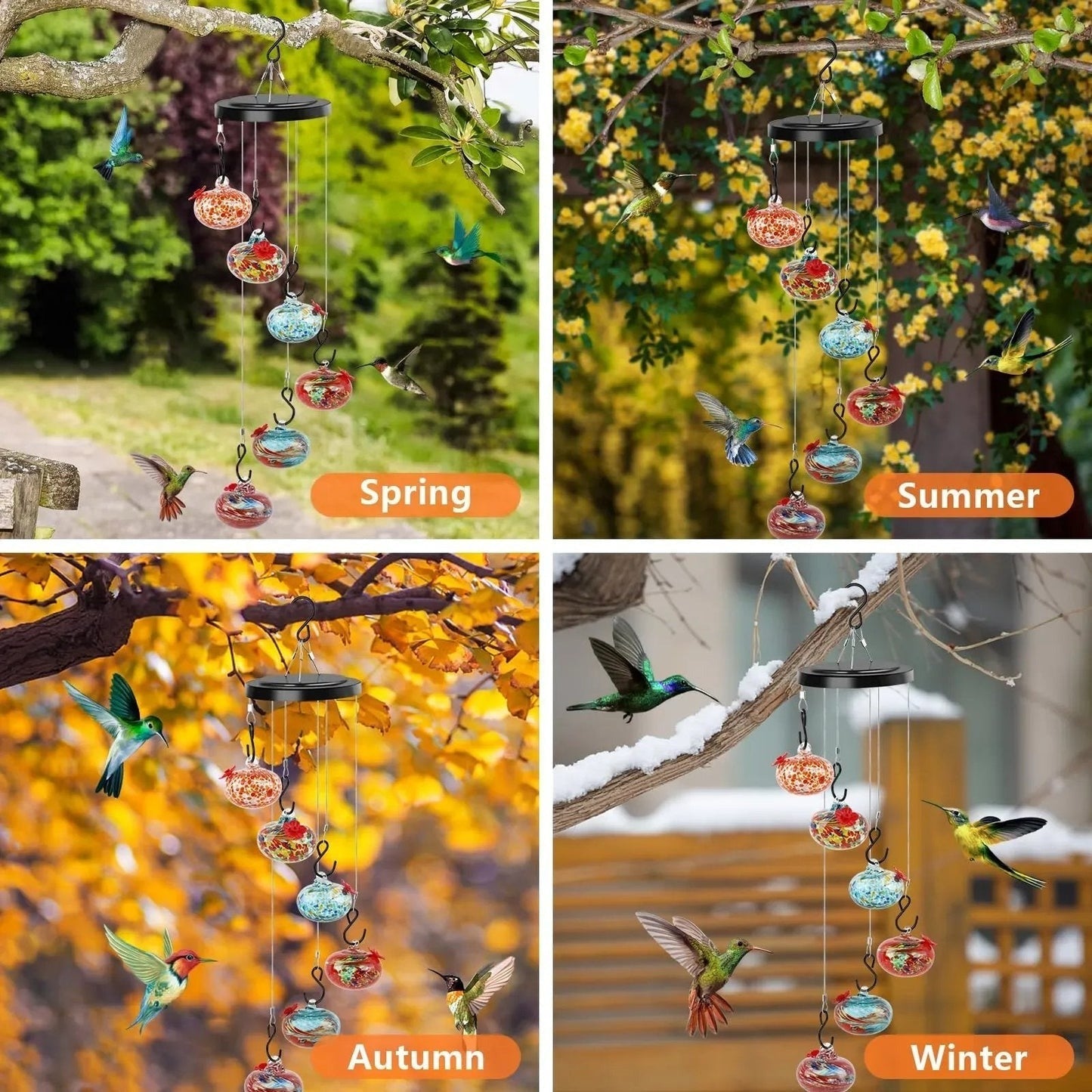 Glasses Wind Chime Hummingbird Feeder