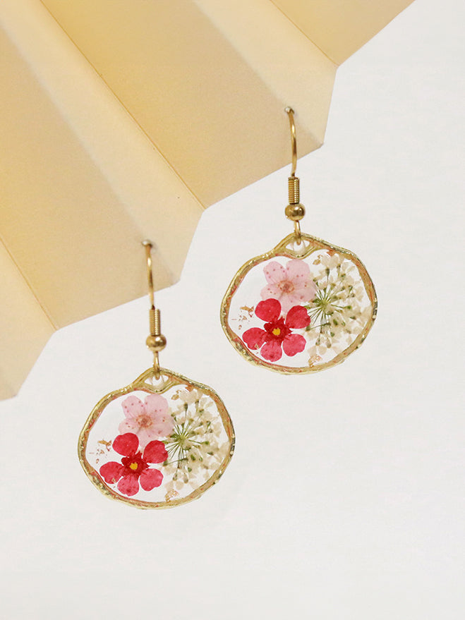 Retro Country Style Dried Flower Earrings