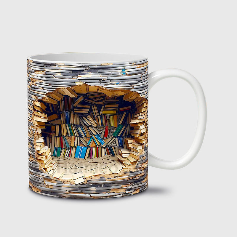 🔥2024 Hot Sale!🔥3D Bookshelf Visual Effect Ceramic Coffee Mug