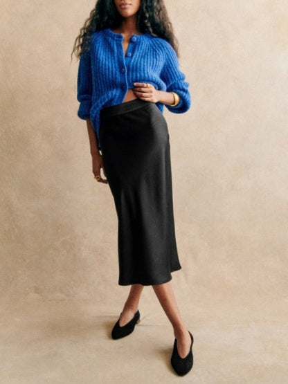 French Solid Color Cardigan Plush Sweater