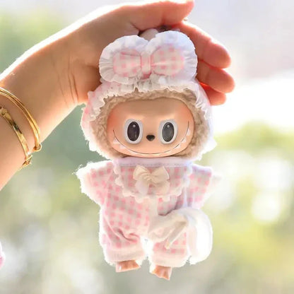 Handmade Labubu Plaid Floral Pajamas Outfit with Accessories