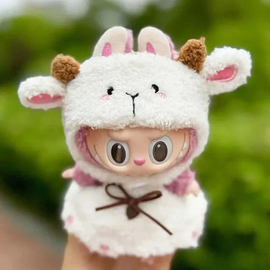 Handmade Labubu White Sheep Overalls Outfit