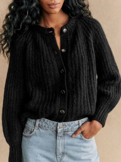 French Solid Color Cardigan Plush Sweater