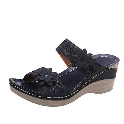Libiyi Women Casual Shoes Vintage Flower Fish Mouth Sandals