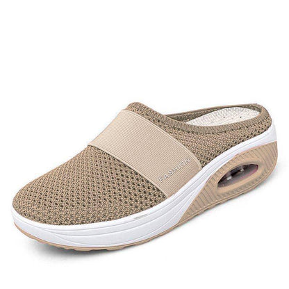 Libiyi Women Daily Fly Knit Fabric Summer Air Cushion Mule Slippers