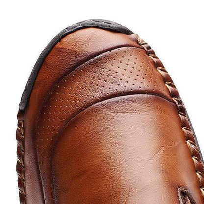 Libiyi Men Hand Stitching Zipper Slip-ons Leather Shoes