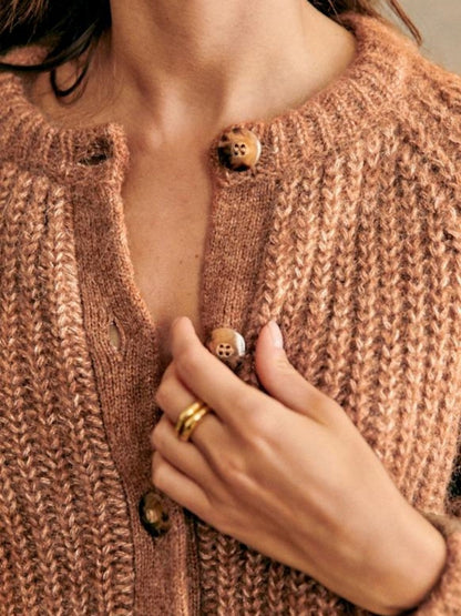 French Solid Color Cardigan Plush Sweater