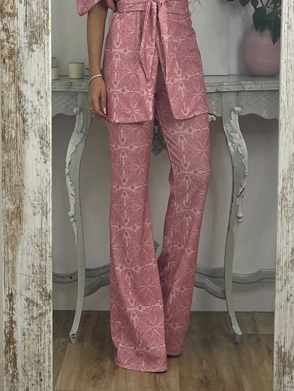 Casual Ethnic Style Printed Flared Pants